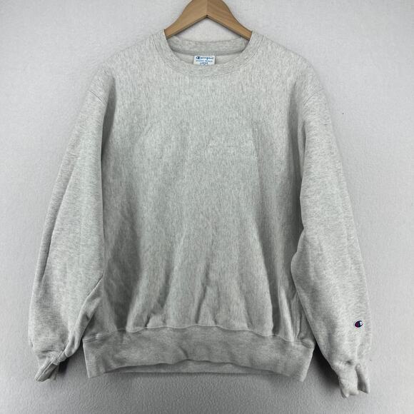 CHAMPION Reverse Weave Sweatshirt L INDEED Embossed Gray - Picture 1 of 15